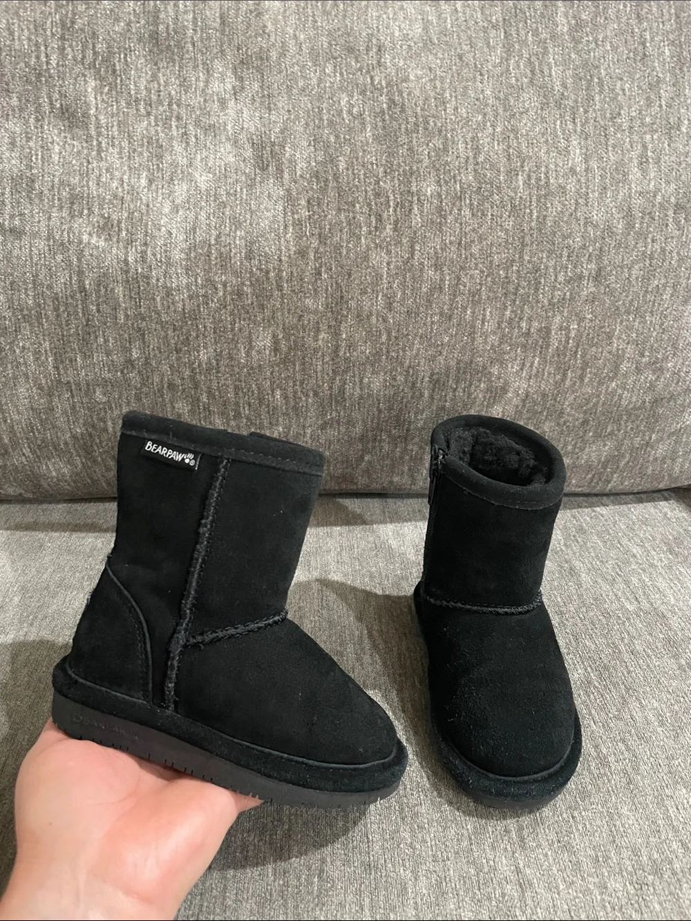 Bearpaw Kids' Emma Toddler Zipper Mid Calf Suede Boots Black Size 7